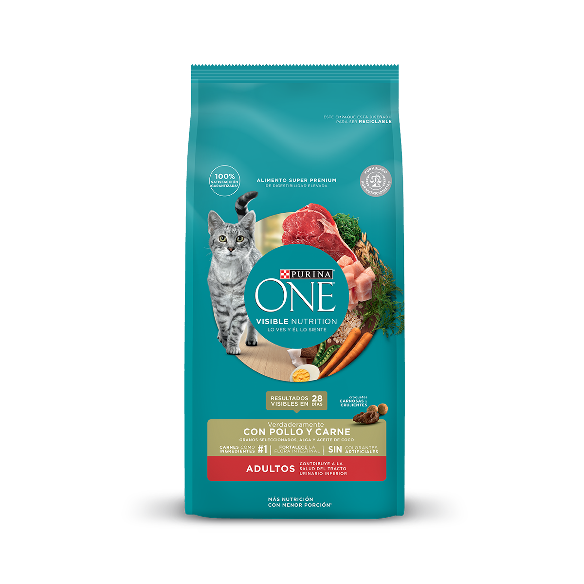 PURINA ONE CAT ADULTOS POLLO Y CARNE 2 kg.