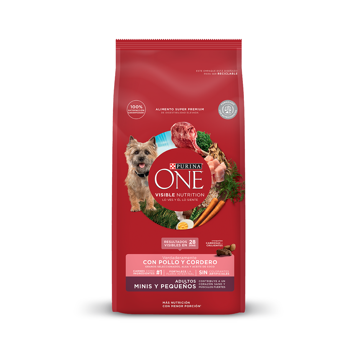 PURINA ONE DOG ADULTOS MINIS Y PEQUEÑOS POLLO Y CORDERO 2 kg.