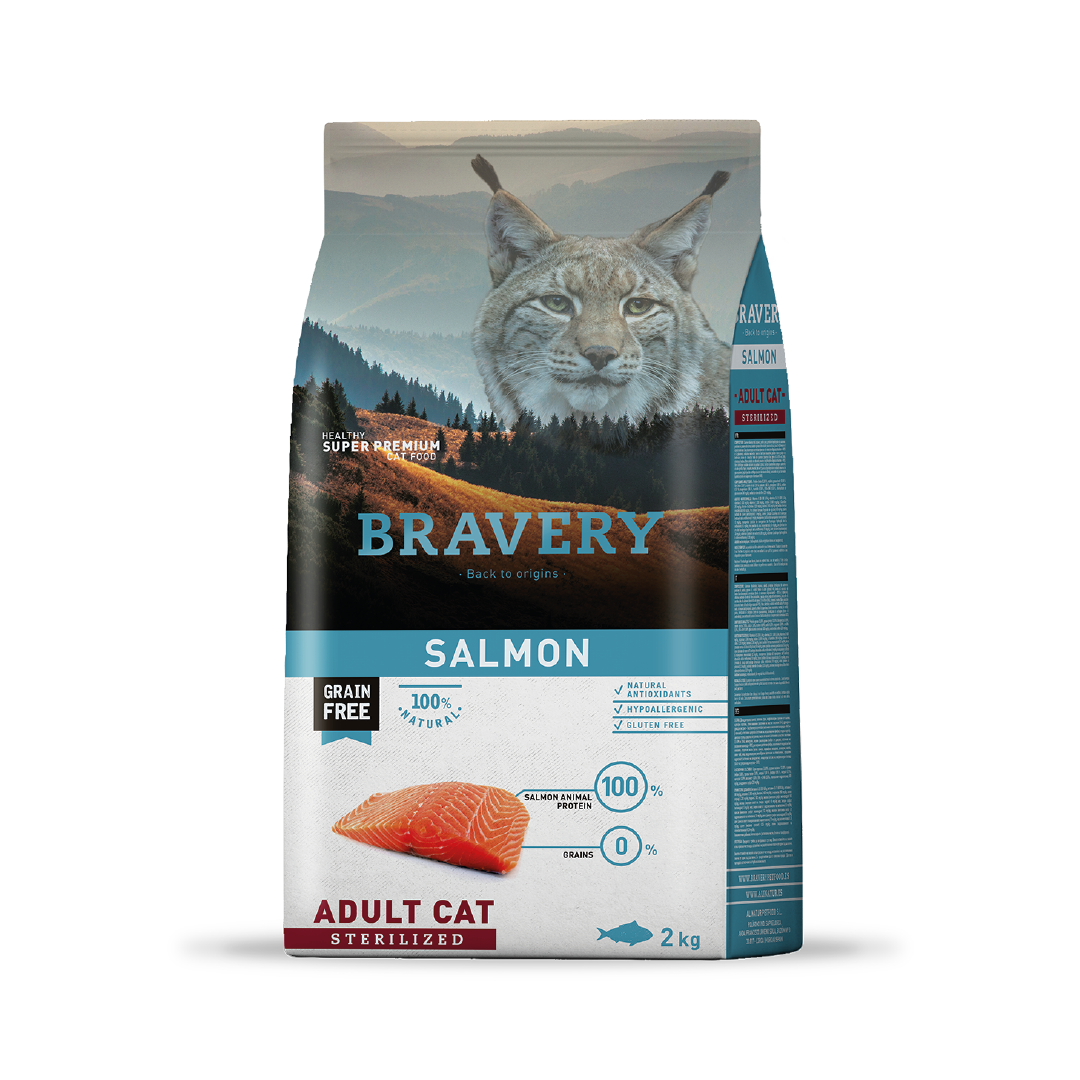 BRAVERY SALMON ADULT CAT STERILIZED 2 kg.