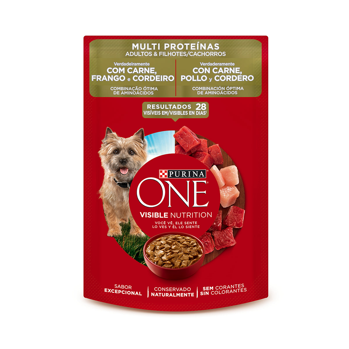 PURINA ONE DOG POUCHE MULTI PROTEINAS CARNE POLLO Y CORDERO 85 gr.