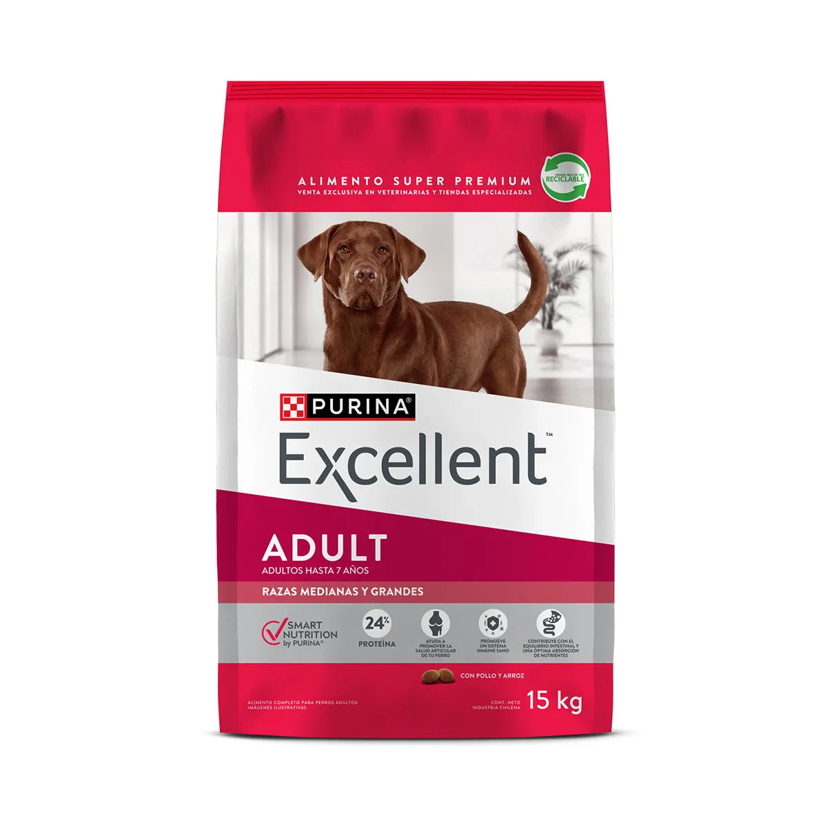 PURINA EXCELLENT ADULTOS RAZAS MEDIANAS Y GRANDES 15 kg.