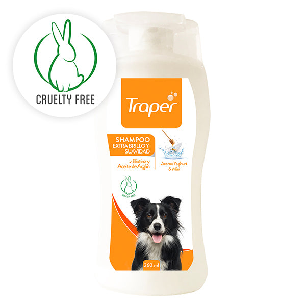 TRAPER SHAMPOO EXTRA BRILLO Y SUAVIDAD YOGURT Y MIEL PERROS 260 ml.