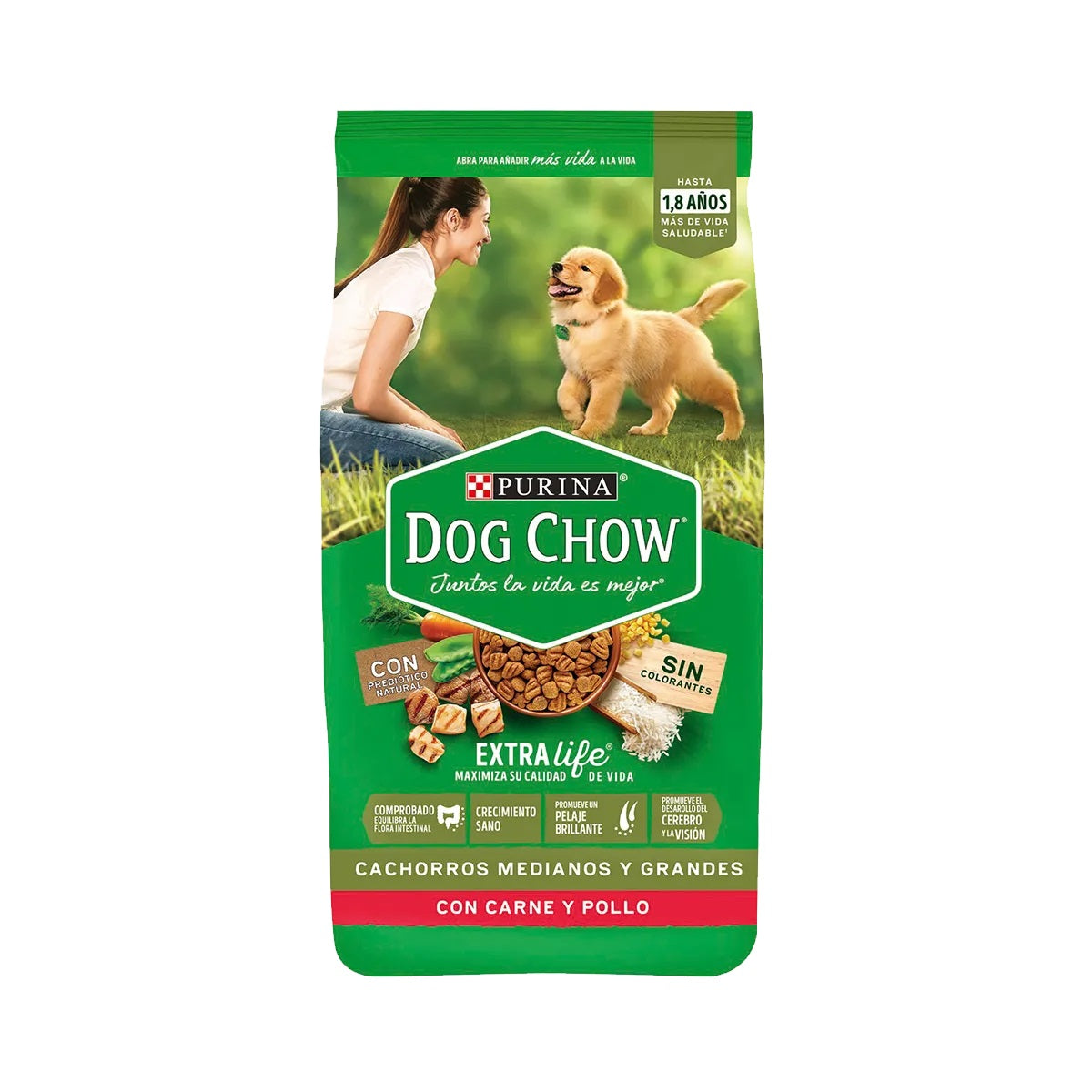 DOG CHOW EXTRALIFE CACHORROS MEDIANOS Y GRANDES 16,5 kg.