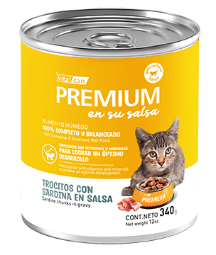 VITAL CAN PREMIUM EN SU SALSA LATA GATITO TROCITOS 340 gr.