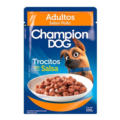 CHAMPION DOG POUCH ADULTOS TROCITOS EN SALSA POLLO 100 gr.