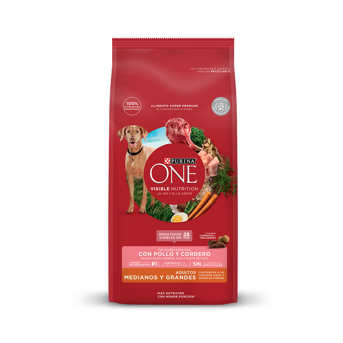 PURINA ONE DOG ADULTOS MEDIANOS Y GRANDES POLLO Y CORDERO 2 kg.