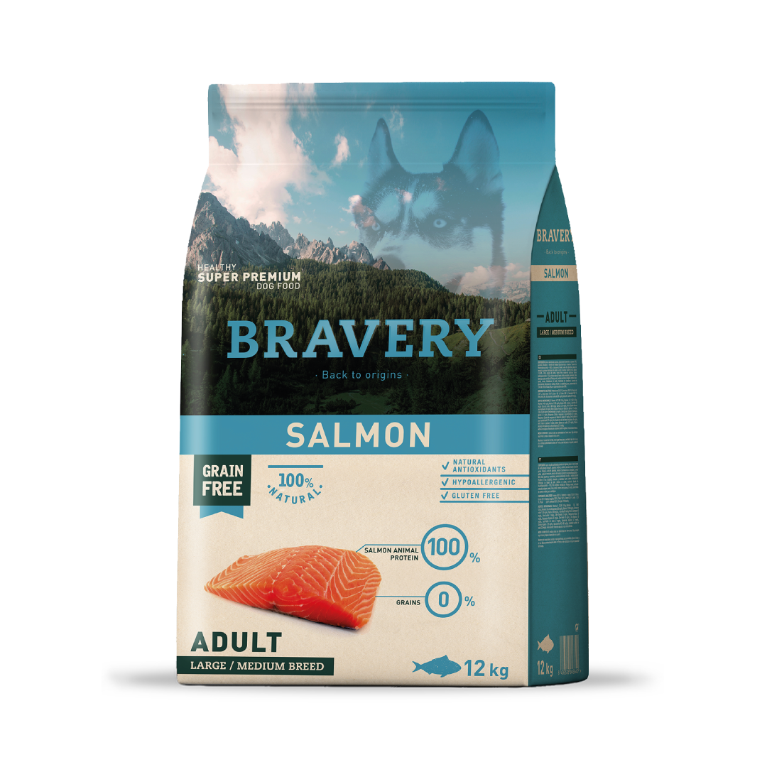 BRAVERY SALMON ADULT LARGE / MEDIUM BREEDS 12 kg.