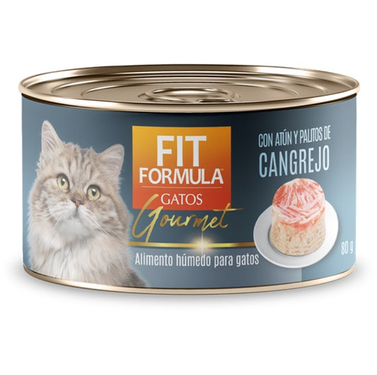 FIT FORMULA CAT LATA GOURMET ATUN Y PALITOS DE CANGREJO 80 gr.