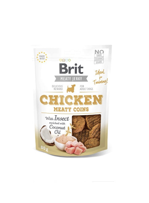 BRIT DOG SNACK JERKY CHICKEN WITH INSECT MEAT COINS