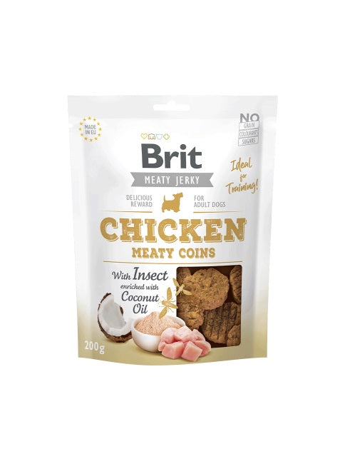 BRIT DOG SNACK JERKY CHICKEN WITH INSECT MEAT COINS