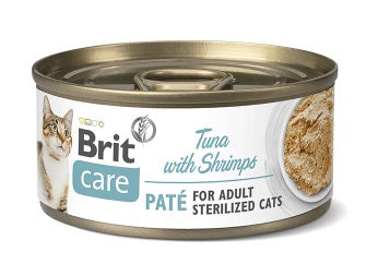 BRIT CARE LATA CAT STERILIZED - TUNA PATE WITH SHRIMPS 70 gr.