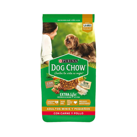 DOG CHOW EXTRALIFE ADULTOS MINIS Y PEQUEÑOS CARNE Y POLLO