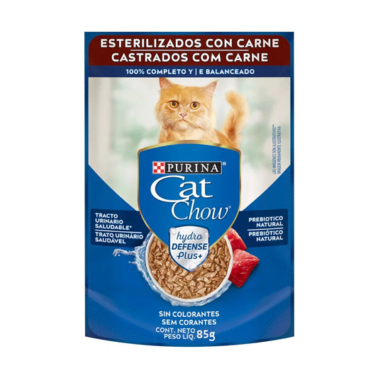 CAT CHOW POUCH ADULTOS ESTERILIZADOS CARNE 85 gr.