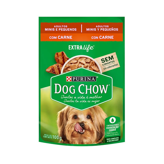 DOG CHOW POUCH ADULTOS MINIS Y PEQUEÑOS CARNE 100 gr.