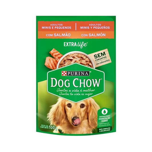 DOG CHOW POUCH ADULTOS MINIS Y PEQUEÑOS SALMON 100 gr.