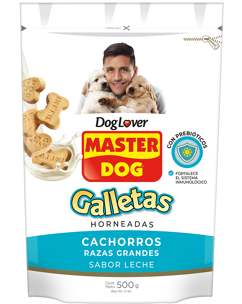 MASTER DOG GALLETAS CACHORROS RAZAS GRANDES LECHE 500 gr.