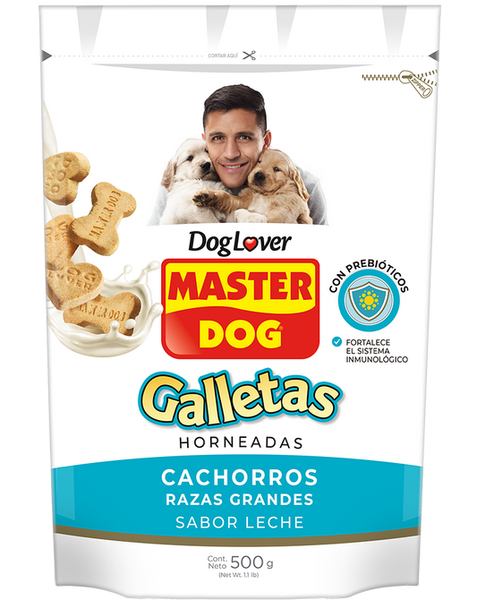 MASTER DOG GALLETAS CACHORROS RAZAS GRANDES LECHE 500 gr.