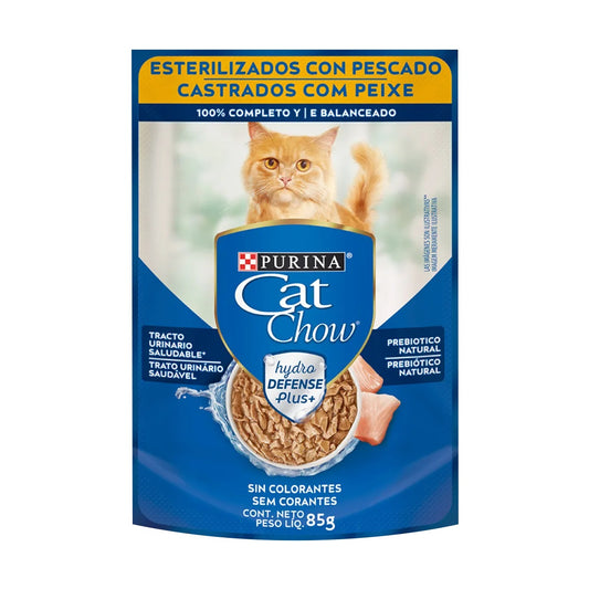 CAT CHOW POUCH ADULTOS ESTERILIZADOS PESCADO 85 gr.