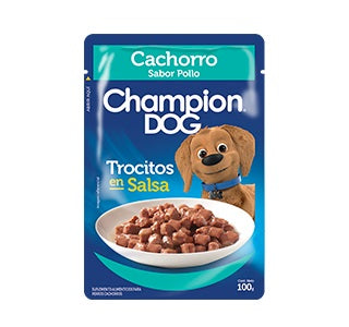 CHAMPION DOG POUCH CACHORROS TROCITOS EN SALSA POLLO 100 gr.