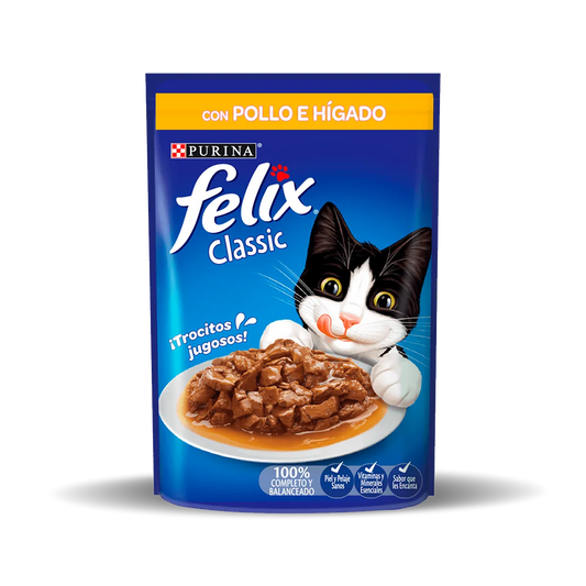 FELIX POUCH CLASSIC POLLO E HIGADO 85 gr.