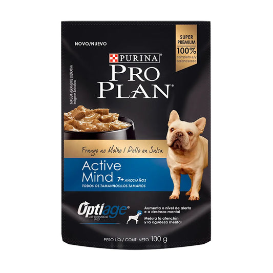 PRO PLAN DOG POUCH ACTIVE MIND POLLO EN SALSA 100 gr.