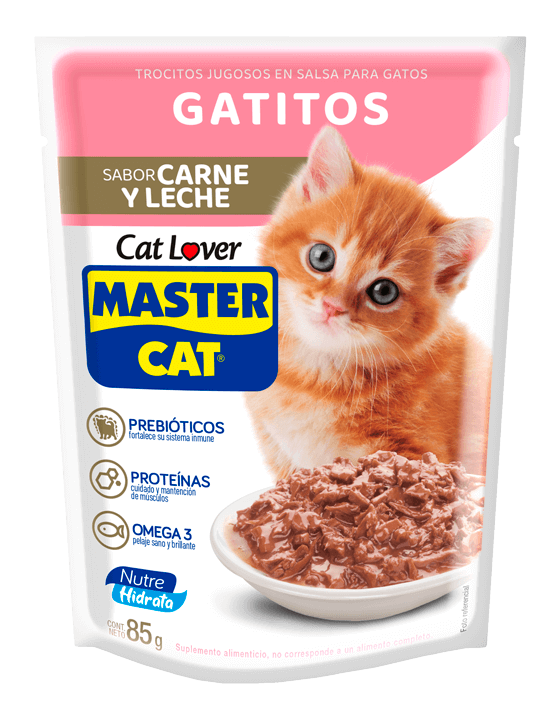 MASTER CAT POUCH GATITOS CARNE LECHE 85 gr.