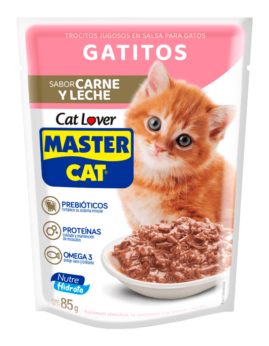 MASTER CAT POUCH GATITOS CARNE LECHE 85 gr.