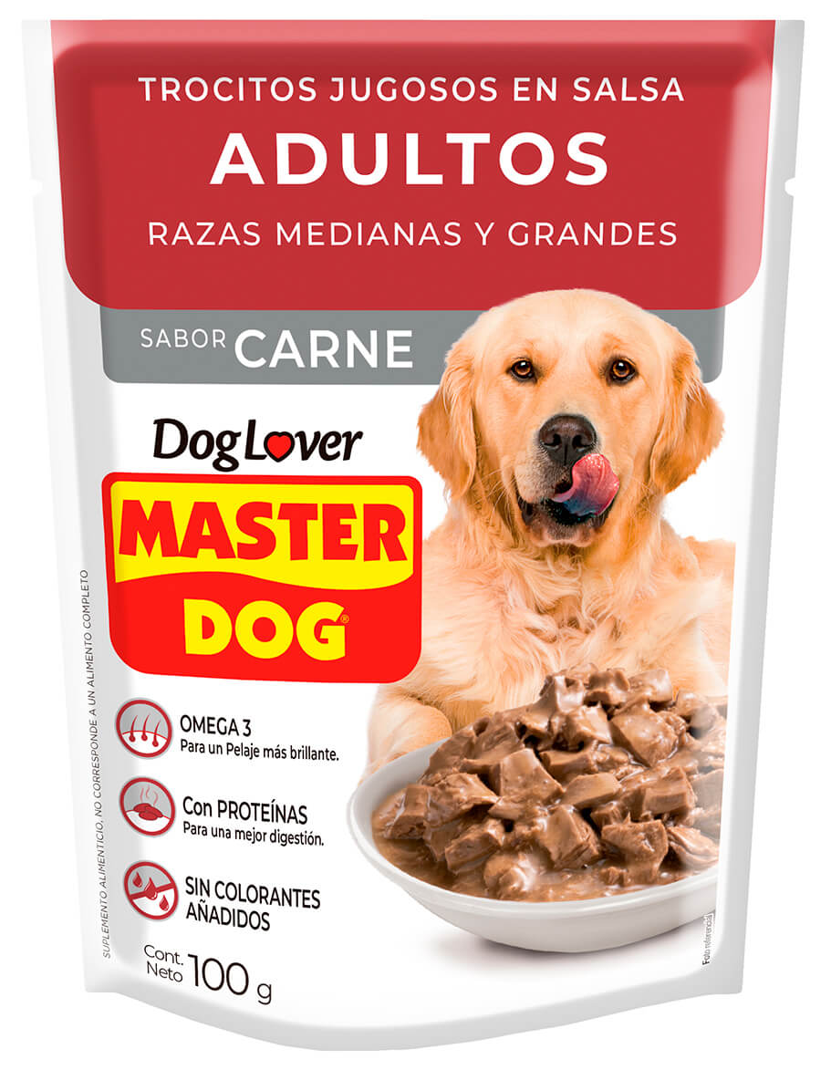 MASTER DOG POUCH ADULTOS TROCITOS EN SALSA CARNE 100 gr.