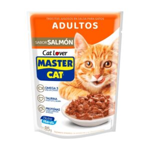 MASTER CAT POUCH TROCITOS EN SALSA SALMON 85 gr.