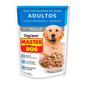 MASTER DOG POUCH ADULTOS TROCITOS EN SALSA POLLO 100 gr.