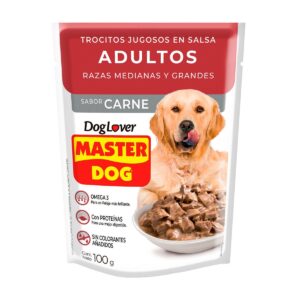 MASTER DOG POUCH ADULTOS TROCITOS EN SALSA CARNE 100 gr.
