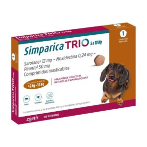 ZOETIS SIMPARICA TRIO 5 A 10 kg. 1 COMPRIMIDO