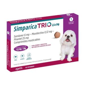 ZOETIS SIMPARICA TRIO 2,5 A 5 kg. 1 COMPRIMIDO