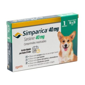 ZOETIS SIMPARICA - SAROLANER 40 mg. - 10 A 20 kg.