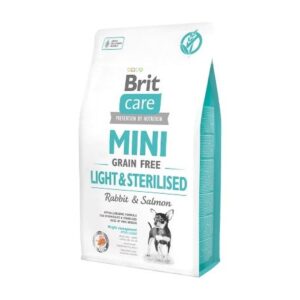 BRIT CARE DOG MINI GRAIN FREE LIGHT & STERILISED - RABBIT & SALMON 2 kg.